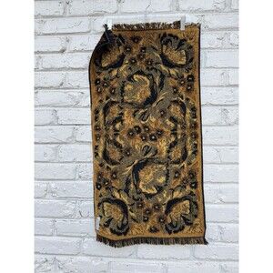 Vintage Fieldcrest poppy hand towel black/gold terrycloth fringed edges